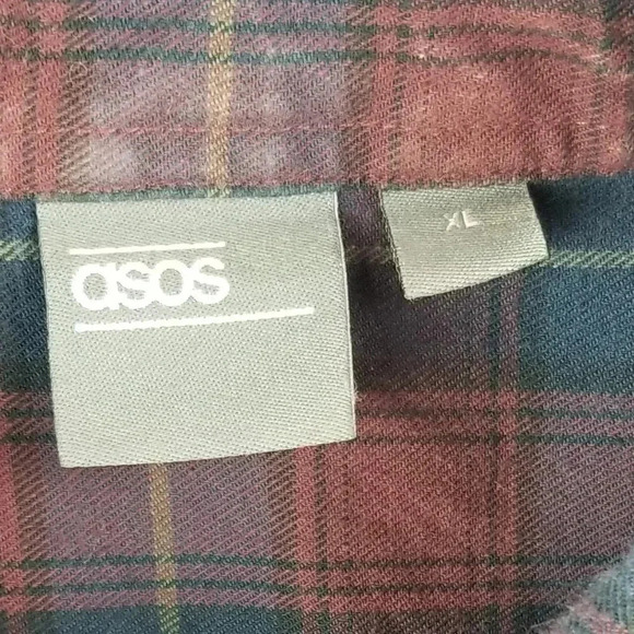 Asos Button Down Flannel Long Sleeve Plaid Shirt - Picture 4 of 6